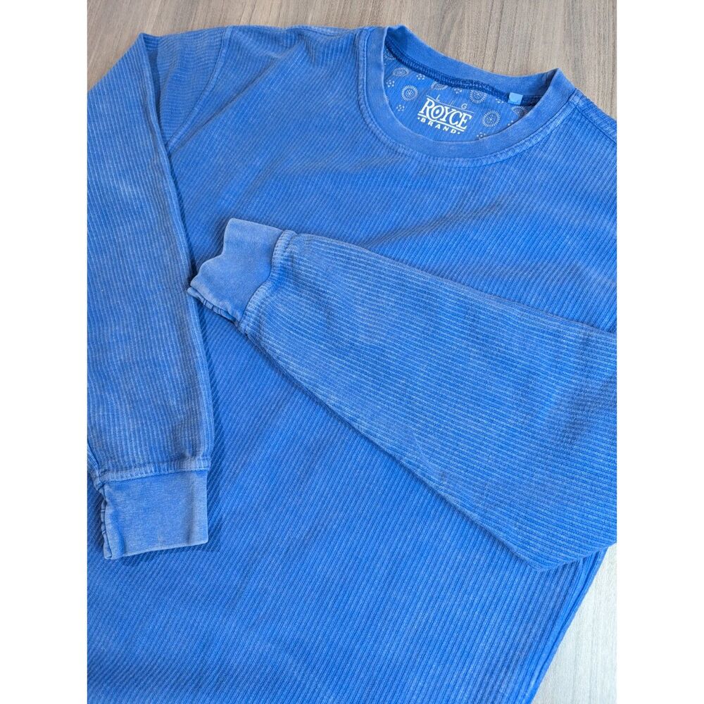 Royce Brand Mens Blue Textured Crewneck Sweatshirt Pullover Size L